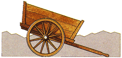 The classic tumbrel's high wheels make it perfect for hauling heavy loads over rocky, rugged terrain.